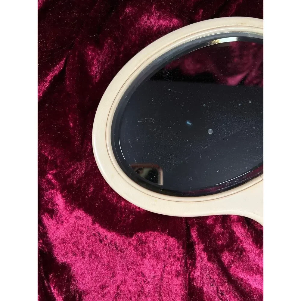 Vintage Celluloid Hand Mirror – French Ivory Beveled Glass Vanity Mirror